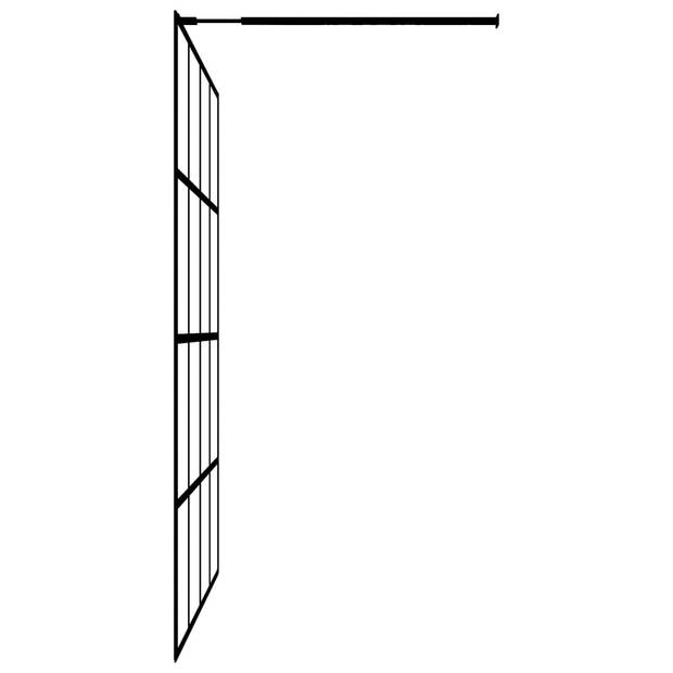 vidaXL Inloopdouchewand met schap 80x195 cm ESG-Glas aluminium zwart