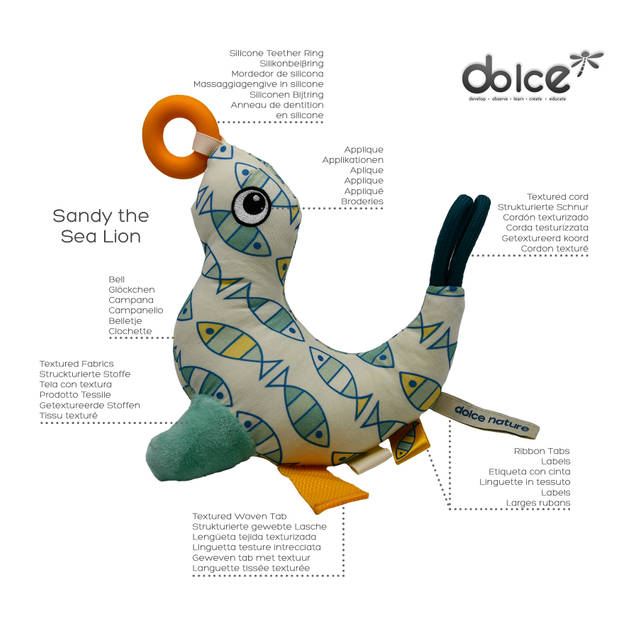 Dolce Toys speelgoed Ocean activiteitenknuffel - Zeeleeuw Sandy