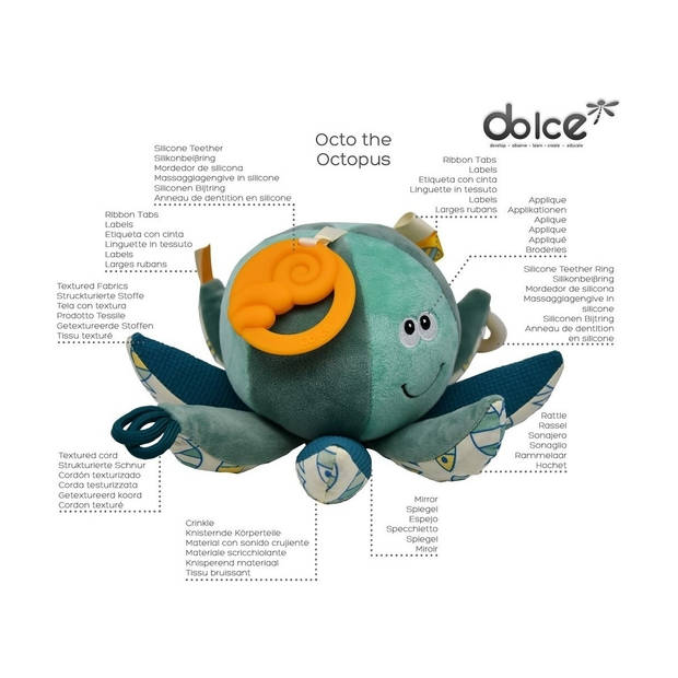 Dolce Toys speelgoed Ocean activiteitenknuffel - Octopus Octo