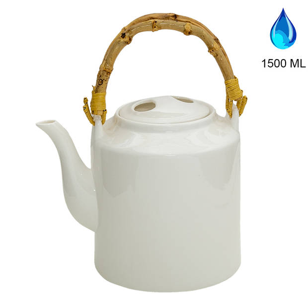 HAES DECO - Theepot - Porselein - 0 - Theepot 1500 ml - Traditioneel Theeservies, Theekan