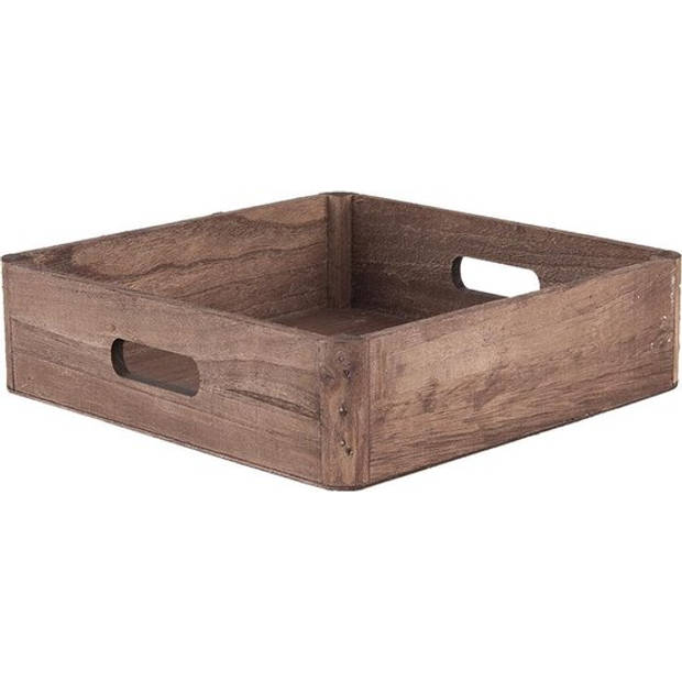 HAES DECO - Decoratieve Dienbladen Set van 3 Bruin 24x24x6 / 20x20x6 / 16x16x6 cm - van Hout