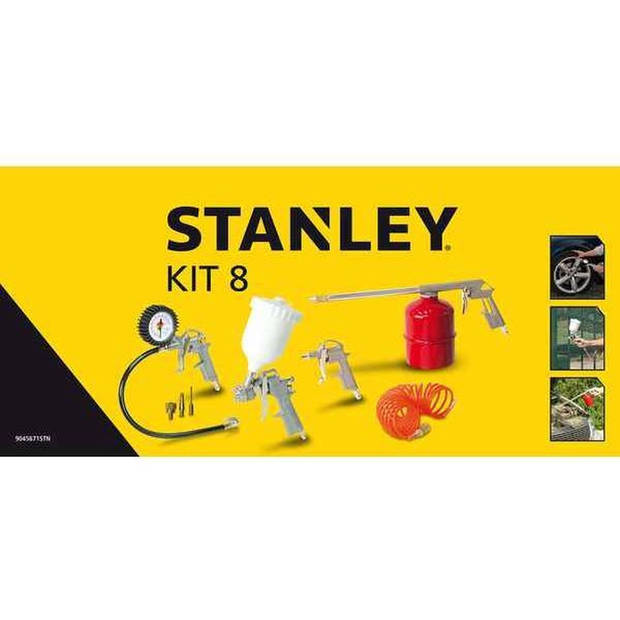 Stanley Pneumatisch Gereedschap Set 9045671STN - 8 Stuks Luchtgereedschap - Incl. Koffer - Kunststof/Staal