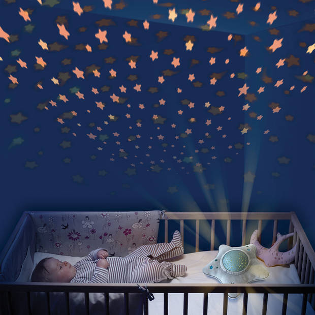 Pabobo Projectorlamp Oceaan - LED Nachtlampje Voor Kinderen - Draadloos - Met Muziek & Micro-USB - Greystar