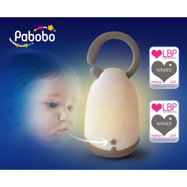 PABOBO Lumiblo LED Nachtlampje Voor Kinderen - Gaat Aan/Uit Door Blazen - Oplaadbaar - Met Timer & Micro-USB - Lantaarn