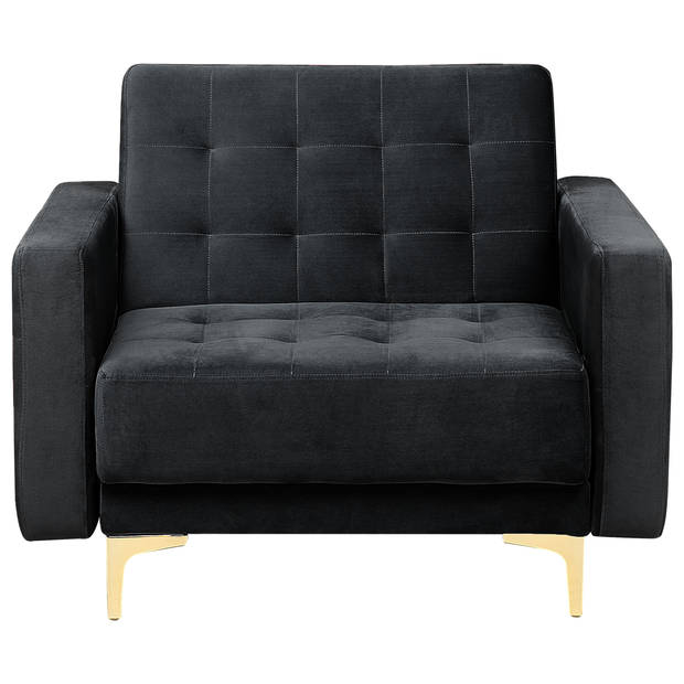 Beliani ABERDEEN - Fauteuil-Zwart-Fluweel