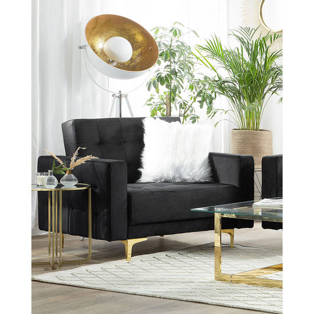 Beliani ABERDEEN - Fauteuil-Zwart-Fluweel