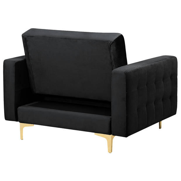 Beliani ABERDEEN - Fauteuil-Zwart-Fluweel