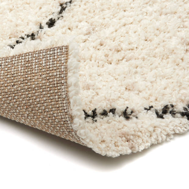 Berber Vloerkleed Hoogpolig Wit/Beige/Zwart - Allure - Interieur05