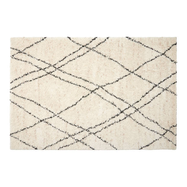 Berber Vloerkleed Hoogpolig Wit/Beige/Zwart - Allure - Interieur05