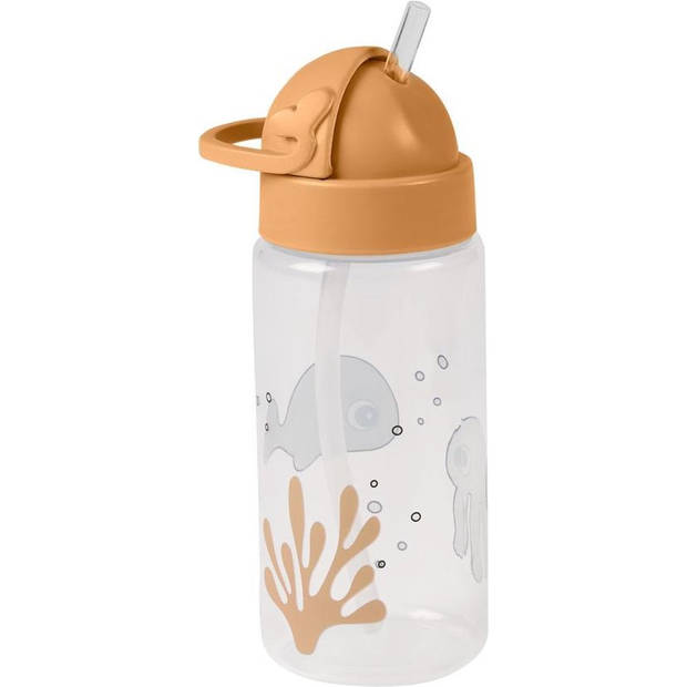 Done by Deer drinkfles met rietje Sea Friends Mustard/Grey - 350 ml