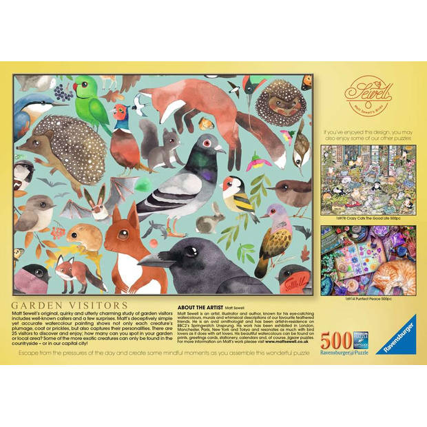 Ravensburger Puzzel 500 stukjes Bezoekers van de tuin