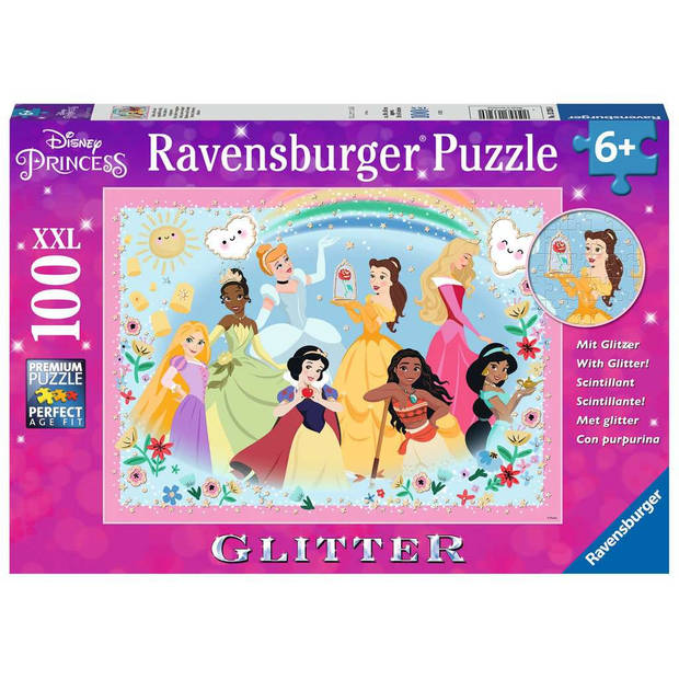Ravensburger Kinderpuzzel 100 XXL Disney Sterk, mooi en dapper (glitter)
