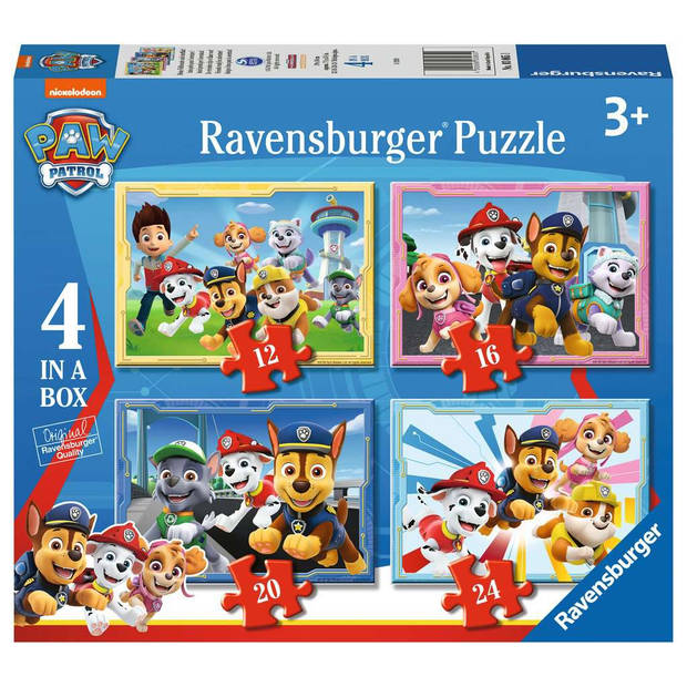 Ravensburger Kinderpuzzel Paw Patrol 4 Puzzels - 12+16+20+24 stukjes