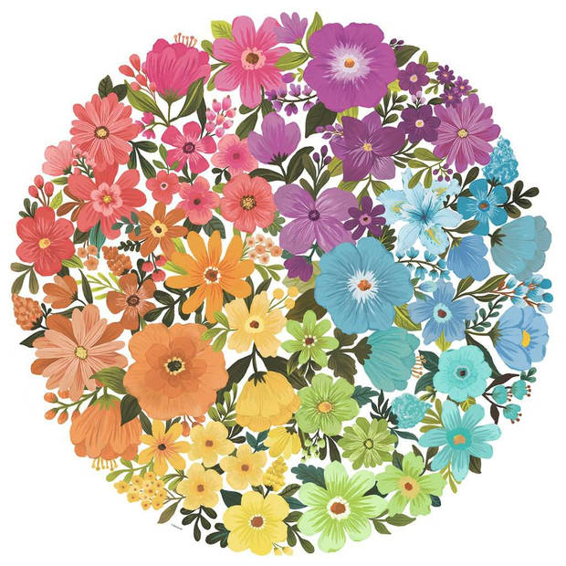 Ravensburger Puzzel 500 stukjes Round puzzle - Circle of colors - Flowers