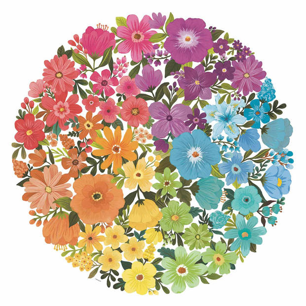 Ravensburger Puzzel 500 stukjes Round puzzle - Circle of colors - Flowers