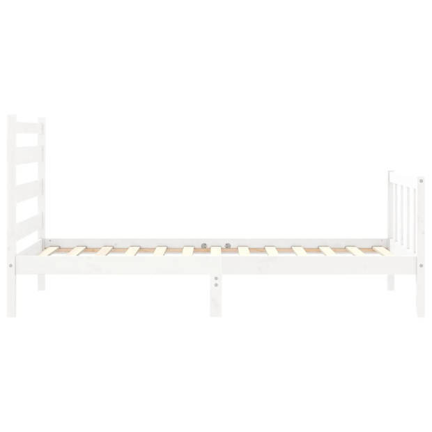 vidaXL Bedframe met hoofdbord massief hout wit 100x200 cm