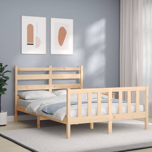 vidaXL Bedframe met hoofdbord massief hout