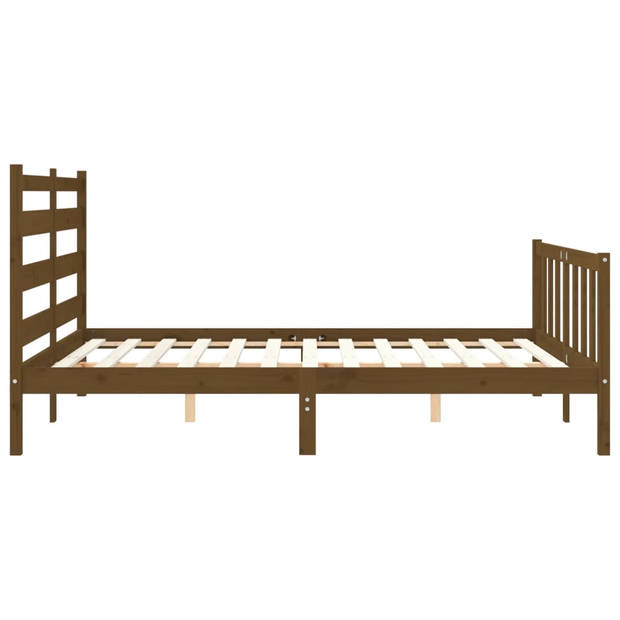 vidaXL Bedframe met hoofdbord massief hout honingbruin