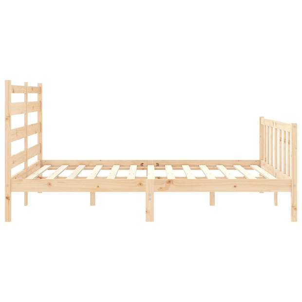 vidaXL Bedframe met hoofdbord massief hout 160x200 cm