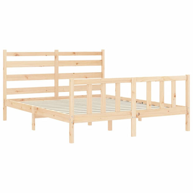 vidaXL Bedframe met hoofdbord massief hout 160x200 cm