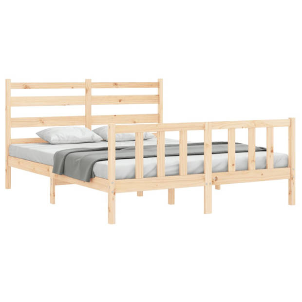 vidaXL Bedframe met hoofdbord massief hout 160x200 cm