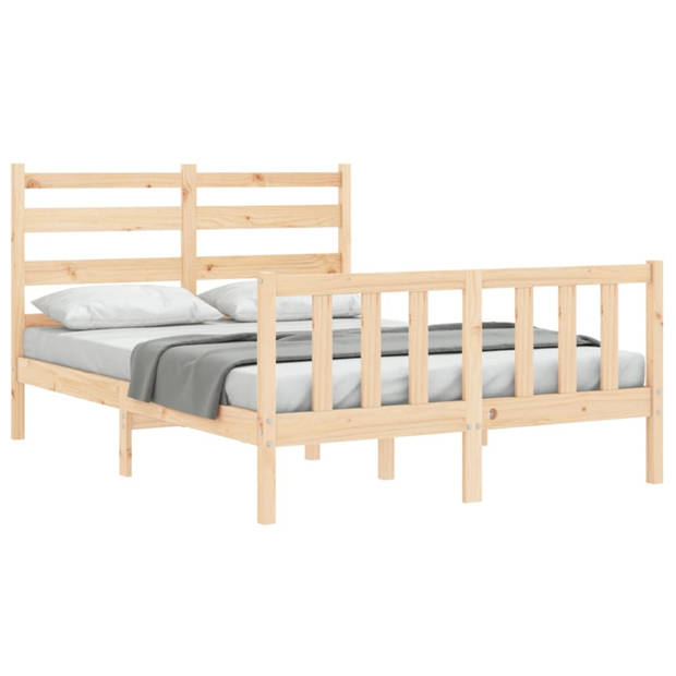 vidaXL Bedframe met hoofdbord massief hout 120x200 cm