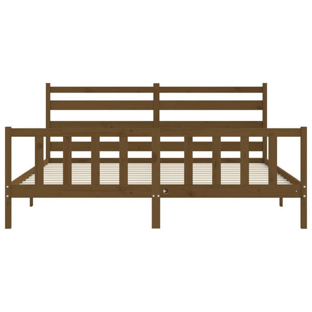 vidaXL Bedframe met hoofdbord massief hout honingbruin 200x200 cm