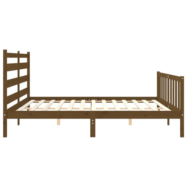 vidaXL Bedframe met hoofdbord massief hout honingbruin 200x200 cm