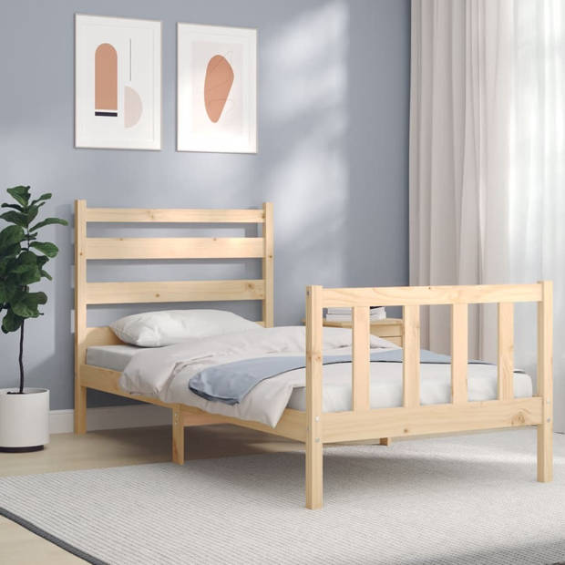 vidaXL Bedframe met hoofdbord massief hout