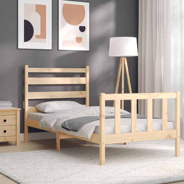 vidaXL Bedframe met hoofdbord massief hout