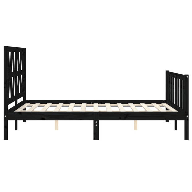 vidaXL Bedframe met hoofdbord massief hout zwart 120x200 cm