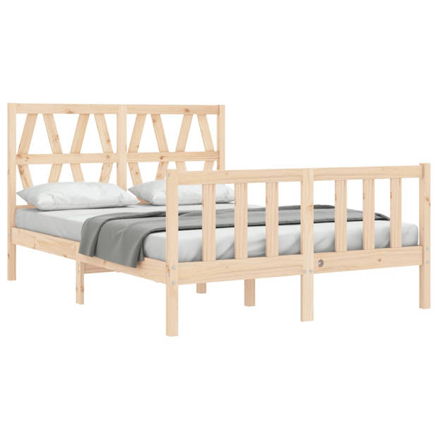 vidaXL Bedframe met hoofdbord massief hout 120x200 cm