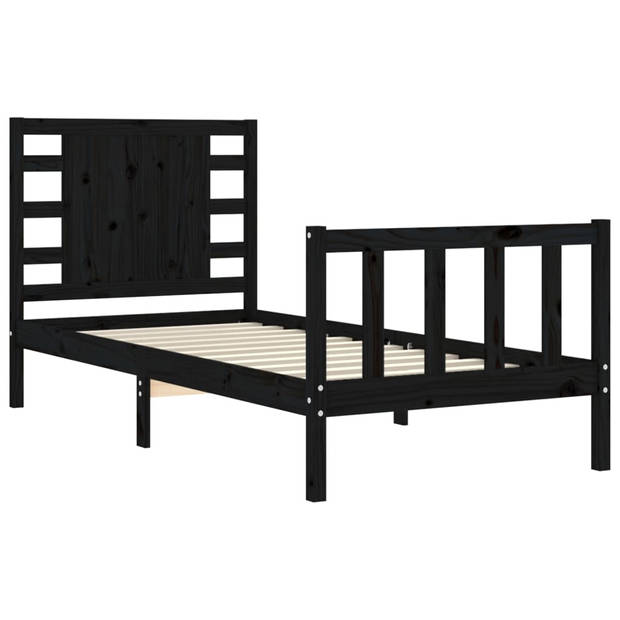 vidaXL Bedframe met hoofdbord massief hout zwart