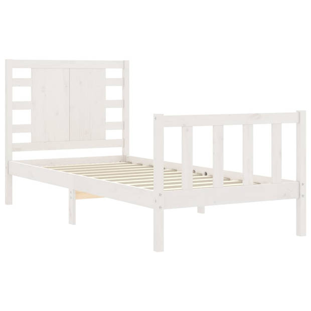 vidaXL Bedframe met hoofdbord massief hout wit