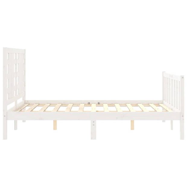 vidaXL Bedframe met hoofdbord massief hout wit 120x200 cm