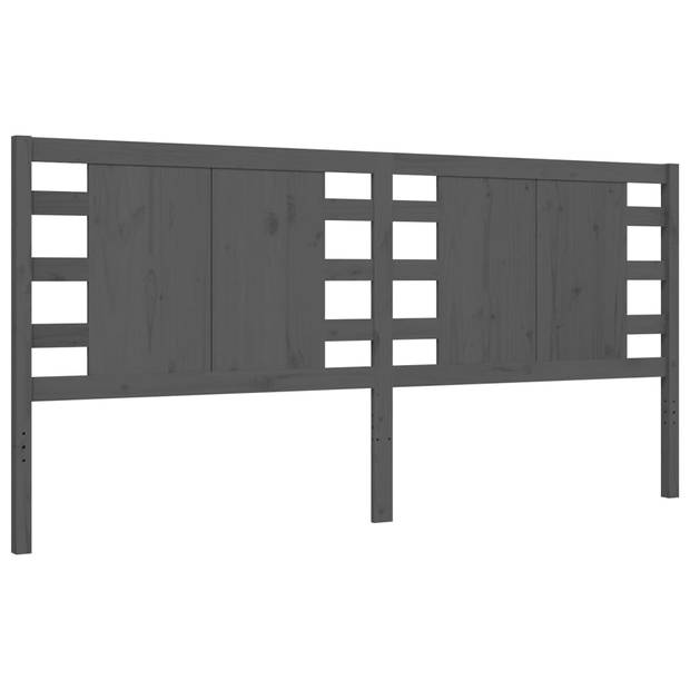 vidaXL Bedframe met hoofdbord massief hout grijs 200x200 cm