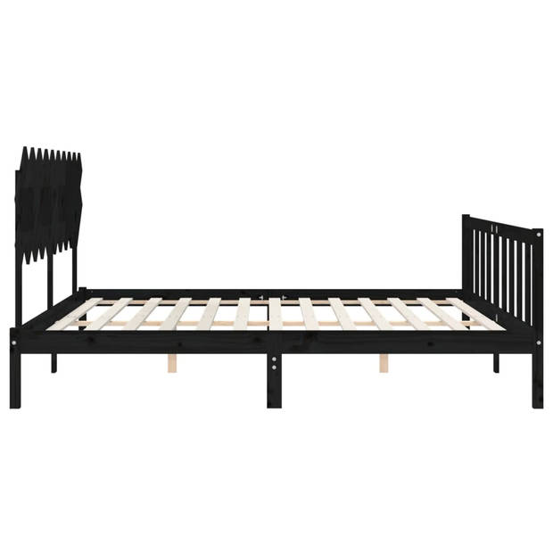 vidaXL Bedframe met hoofdbord massief hout zwart