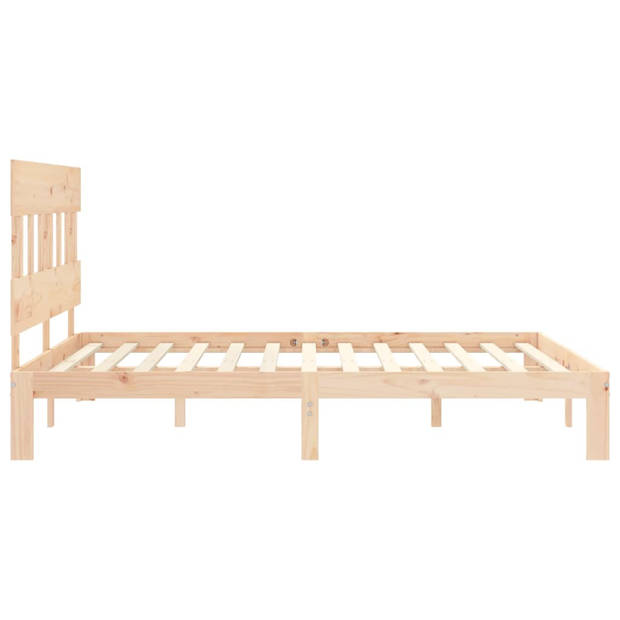 vidaXL Bedframe met hoofdbord massief hout