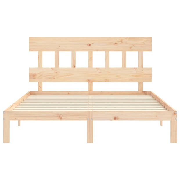 vidaXL Bedframe met hoofdbord massief hout