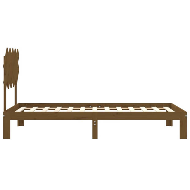 vidaXL Bedframe met hoofdbord massief hout honingbruin 100x200 cm