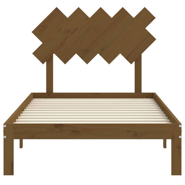 vidaXL Bedframe met hoofdbord massief hout honingbruin 100x200 cm