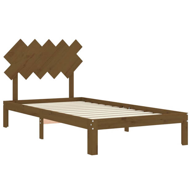 vidaXL Bedframe met hoofdbord massief hout honingbruin 100x200 cm