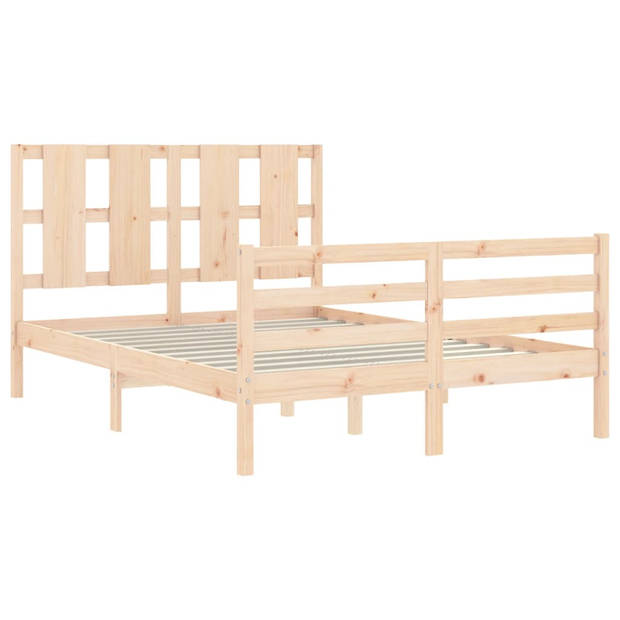 vidaXL Bedframe met hoofdbord massief hout