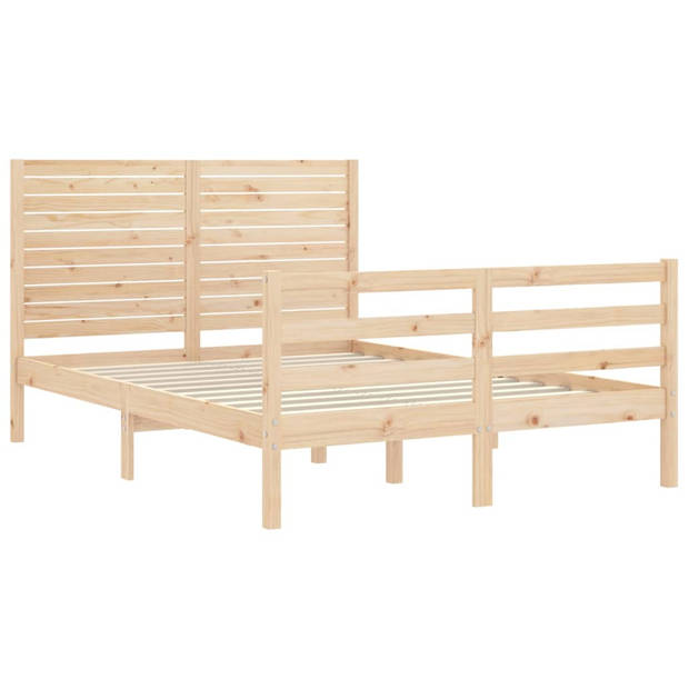 vidaXL Bedframe met hoofdbord massief hout 120x200 cm