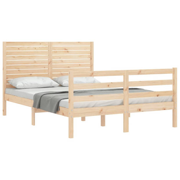 vidaXL Bedframe met hoofdbord massief hout 120x200 cm