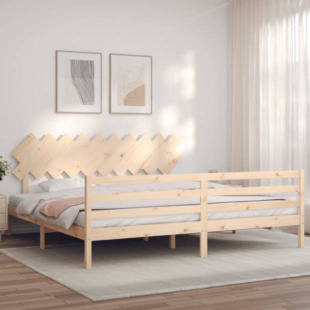 vidaXL Bedframe met hoofdbord massief hout 200x200 cm