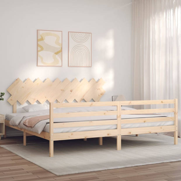 vidaXL Bedframe met hoofdbord massief hout 200x200 cm