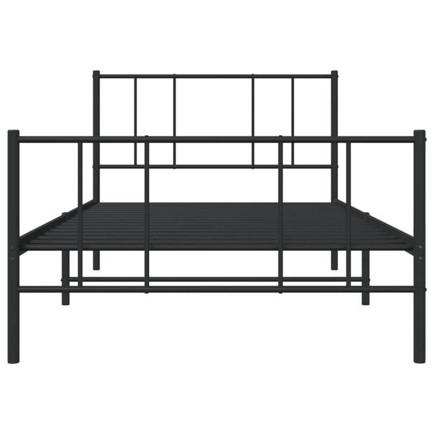 vidaXL Bedframe met hoofd- en voeteneinde metaal zwart 90x200 cm