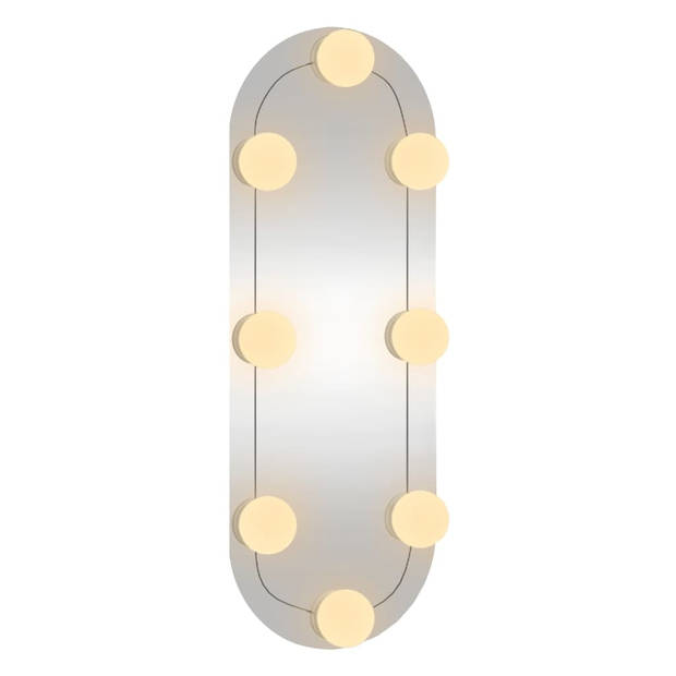 vidaXL Wandspiegel met LED's ovaal 15x40 cm glas