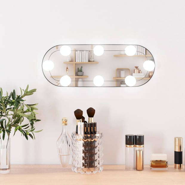 The Living Store Wandspiegel LED - 15 x 40 cm - Haken - Heldere weerspiegeling - Verschillende kleurmodi - Handige